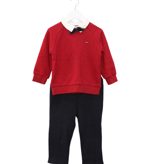 A Red Pants Sets from Organic Mom in size 3T for girl. (Front View)