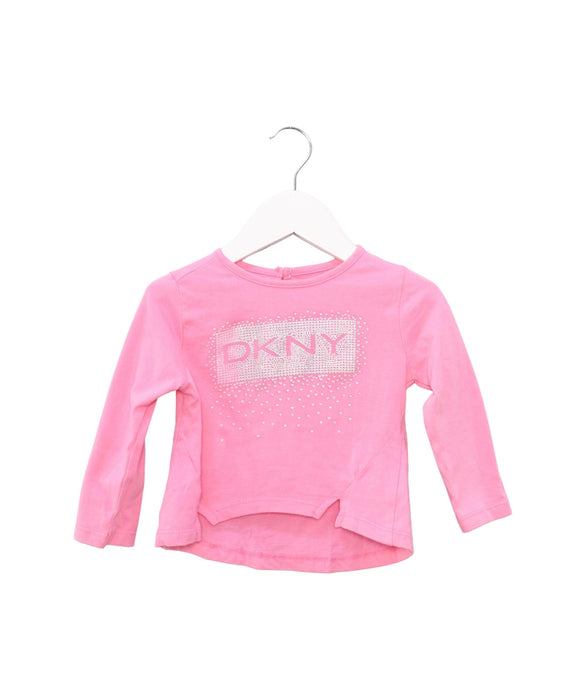 A Pink Long Sleeve Tops from DKNY in size 12-18M for girl. (Front View)