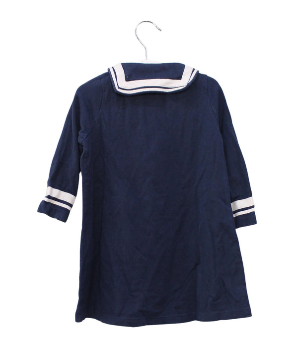 A Navy Long Sleeve Dresses from Petit Bateau in size 12-18M for girl. (Back View)