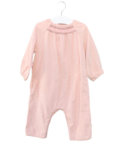 A Pink Long Sleeve Jumpsuits from Les Enfantines in size 6-12M for girl. (Front View)