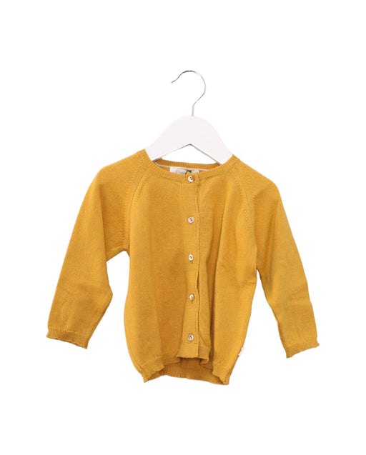 A Yellow Cardigans from Les Enfantines in size 6-12M for neutral. (Front View)