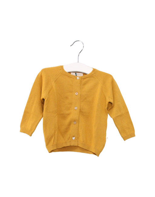 A Yellow Cardigans from Les Enfantines in size 3-6M for neutral. (Front View)