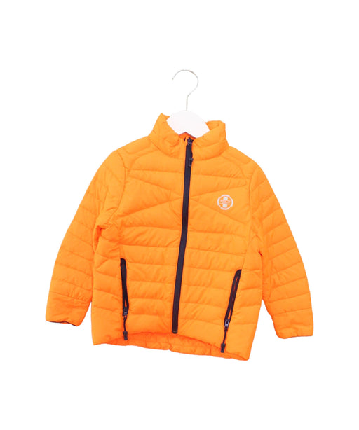 A Orange Puffer/Quilted Jackets from Polo Ralph Lauren in size 4T for boy. (Front View)
