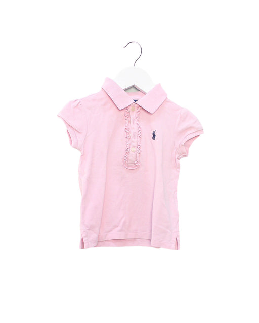 A Pink Short Sleeve Polos from Polo Ralph Lauren in size 3T for girl. (Front View)