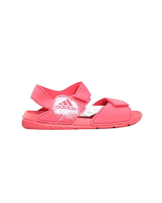 A Pink Sandals from Adidas in size 9Y for girl. (Back View)