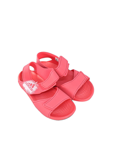 A Pink Sandals from Adidas in size 9Y for girl. (Front View)