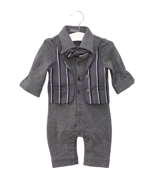 A Grey Long Sleeve Jumpsuits from Nicholas & Bears in size 0-3M for boy. (Front View)