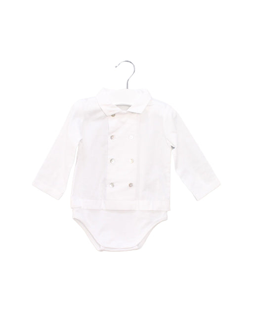 A White Long Sleeve Bodysuits from Laranjinha in size 6-12M for boy. (Front View)