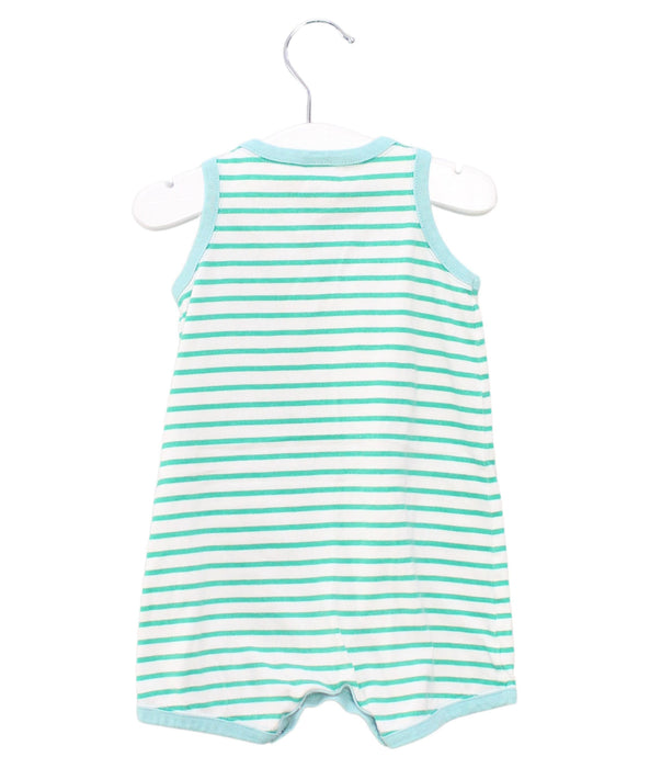 A Green Sleeveless Rompers from Petit Bateau in size 3-6M for boy. (Back View)