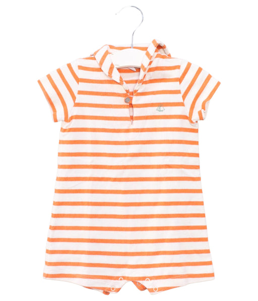 A Orange Short Sleeve Rompers from Petit Bateau in size 6-12M for boy. (Front View)