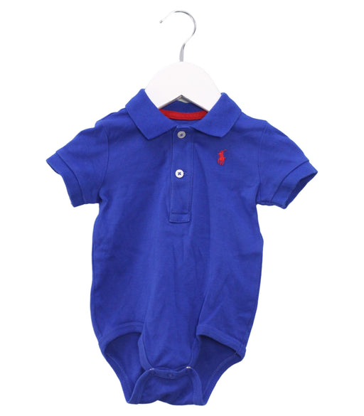 A Blue Short Sleeve Bodysuits from Ralph Lauren in size 3-6M for boy. (Front View)