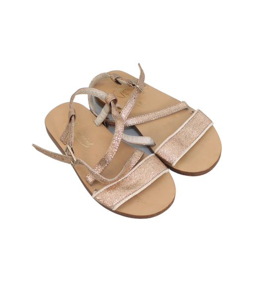 A Gold Sandals from Bonpoint in size 3T for girl. (Front View)