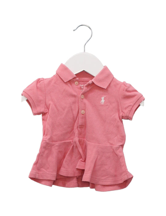 A Pink Short Sleeve Polos from Ralph Lauren in size 0-3M for girl. (Front View)