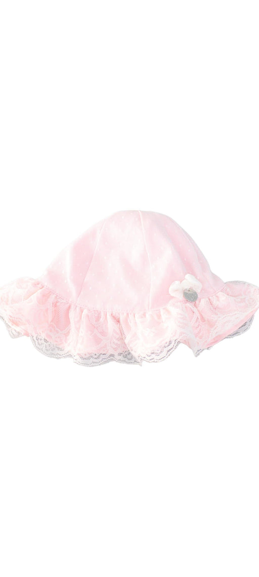 A Pink Sun Hats from Chickeeduck in size M for girl. (Front View)