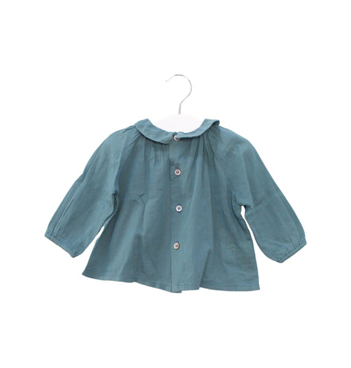 A Green Long Sleeve Tops from Bonton in size 6-12M for girl. (Front View)