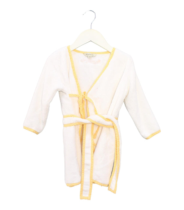 A White Bathrobes from Le Petit Pois in size O/S for neutral. (Front View)