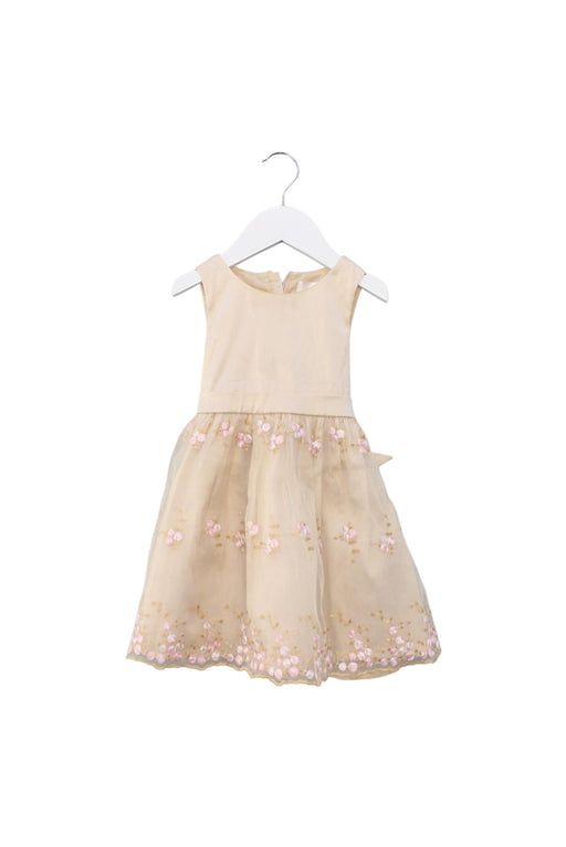 A Beige Sleeveless Dresses from Chickeeduck in size 2T for girl. (Front View)