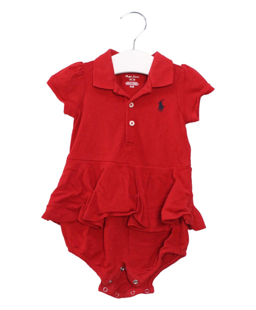 A Red Short Sleeve Bodysuits from Ralph Lauren in size 3-6M for girl. (Front View)