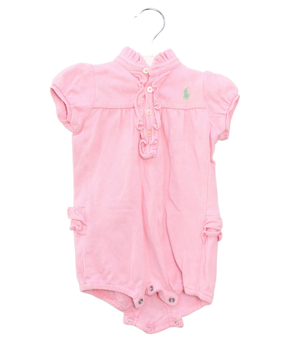 A Pink Short Sleeve Bodysuits from Ralph Lauren in size 3-6M for girl. (Front View)