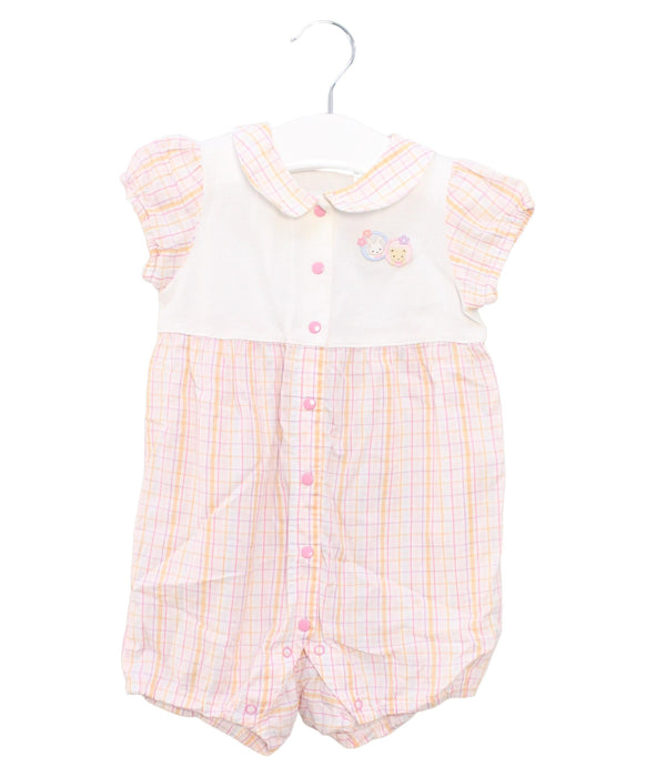 A Pink Short Sleeve Rompers from Familiar in size 3-6M for girl. (Front View)