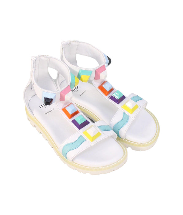 A White Sandals from Fendi in size 6T for girl. (Front View)