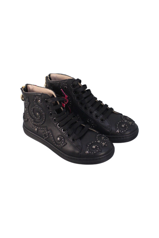 A Black Sneakers from Young Versace in size 6T for girl. (Front View)