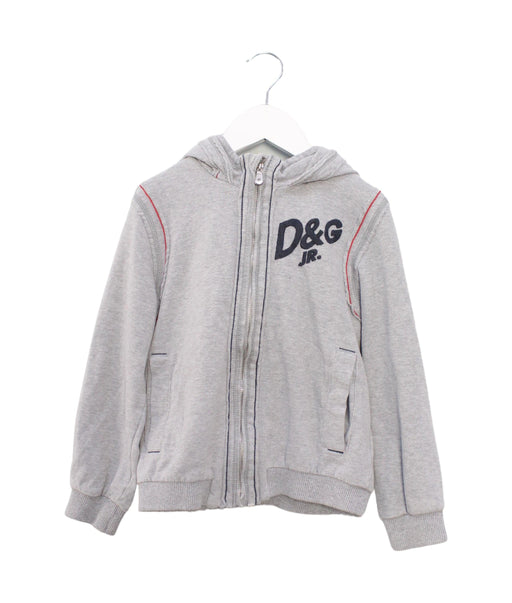 A Grey Lightweight Jackets from Dolce & Gabbana in size 6T for boy. (Front View)