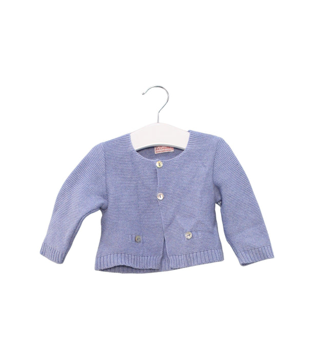A Blue Cardigans from La Coqueta in size 3-6M for girl. (Front View)