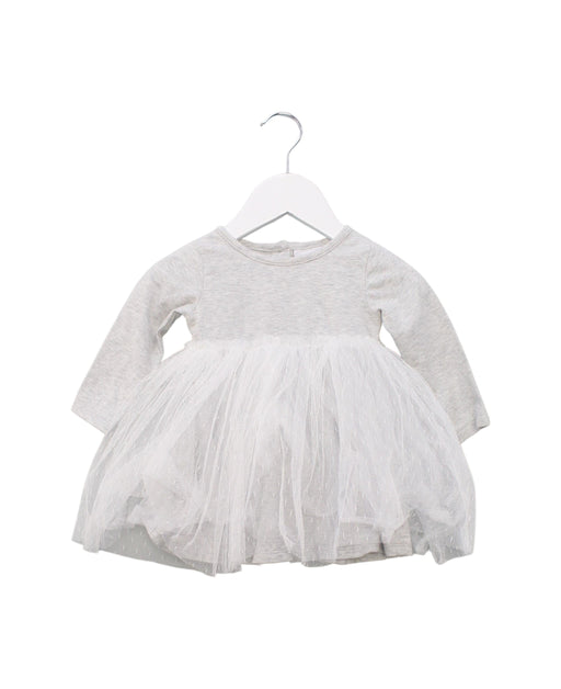 A Grey Long Sleeve Dresses from The Little White Company in size 3-6M for girl. (Front View)