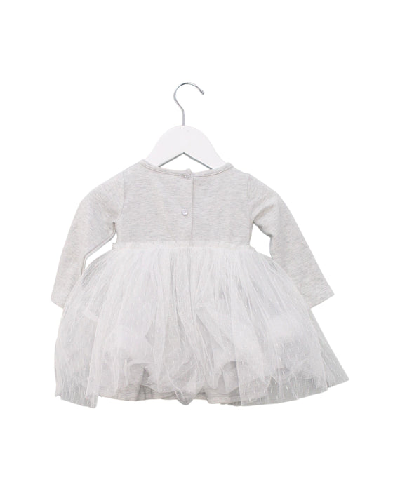 A Grey Long Sleeve Dresses from The Little White Company in size 3-6M for girl. (Back View)