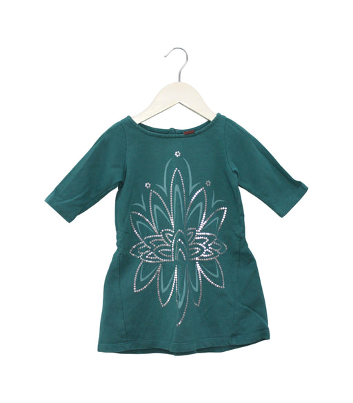 A Green Short Sleeve Dresses from Tea in size 2T for girl. (Front View)