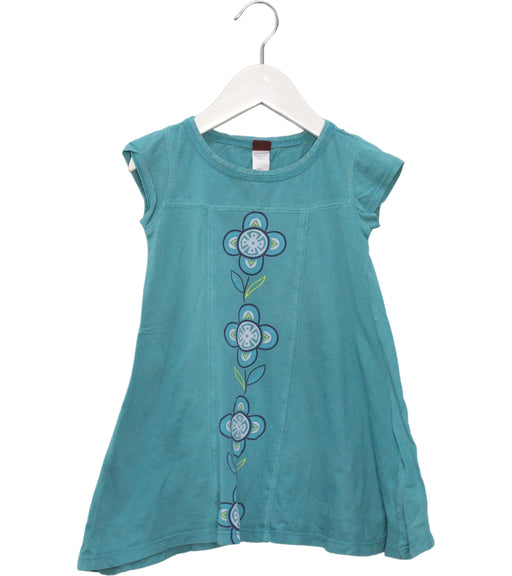 A Teal Short Sleeve Dresses from Tea in size 2T for girl. (Front View)