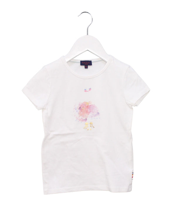 A White Short Sleeve T Shirts from Paul Smith in size 5T for girl. (Front View)