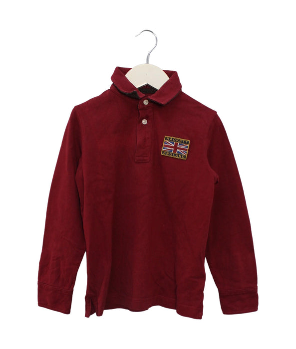 A Red Long Sleeve Polos from Hackett in size 5T for boy. (Front View)