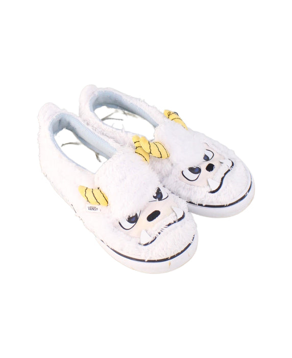 A White Slip Ons from Vans in size 3T for girl. (Front View)