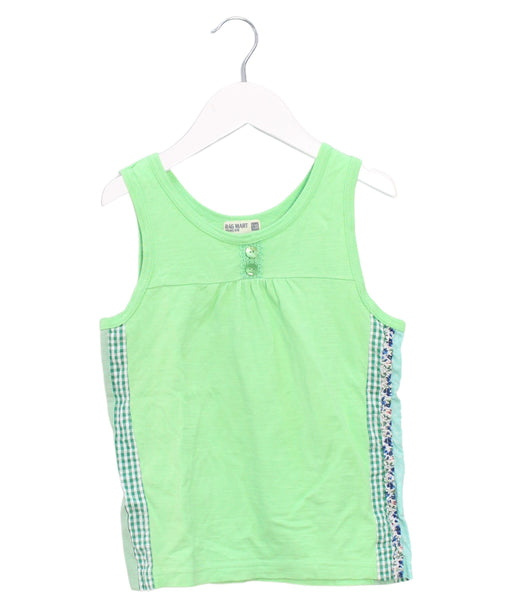 A Green Sleeveless Tops from Ragmart in size 5T for girl. (Front View)