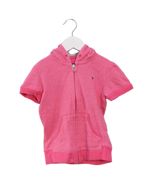 A Pink Zippered Sweatshirts from Tommy Hilfiger in size 3T for girl. (Front View)