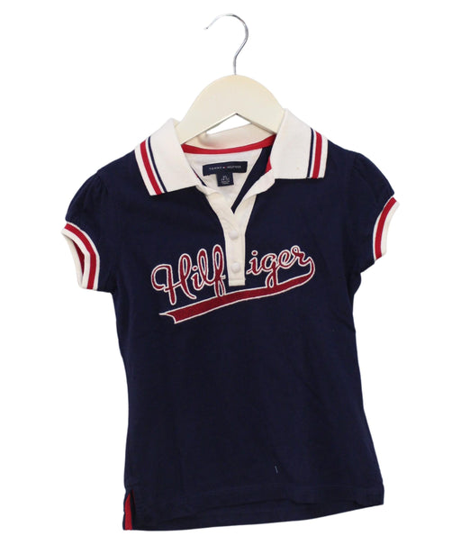 A Navy Short Sleeve Polos from Tommy Hilfiger in size 4T for girl. (Front View)