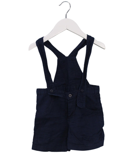 A Navy Overall Shorts from Petit Bateau in size 6-12M for boy. (Front View)
