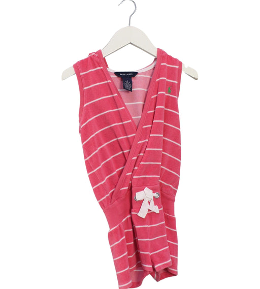 A Pink Sleeveless Rompers from Ralph Lauren in size 6T for girl. (Front View)