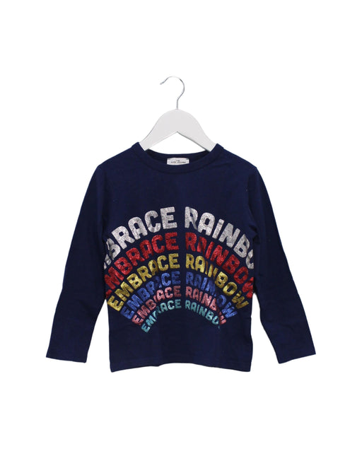 A Navy Long Sleeve Tops from Little Marc Jacobs in size 6T for girl. (Front View)