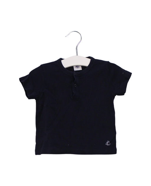 A Black Short Sleeve Tops from Petit Bateau in size 6-12M for boy. (Front View)