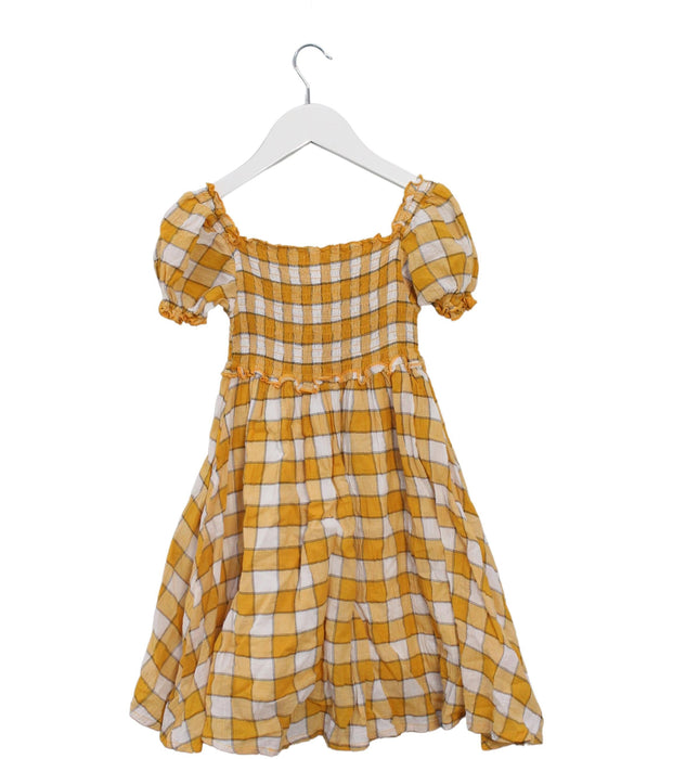 A Yellow Short Sleeve Dresses from Seed in size 3T for girl. (Back View)
