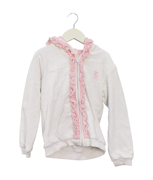 A White Zippered Sweatshirts from Chickeeduck in size 5T for girl. (Front View)