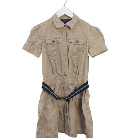 A Beige Short Sleeve Dresses from Polo Ralph Lauren in size 8Y for girl. (Front View)