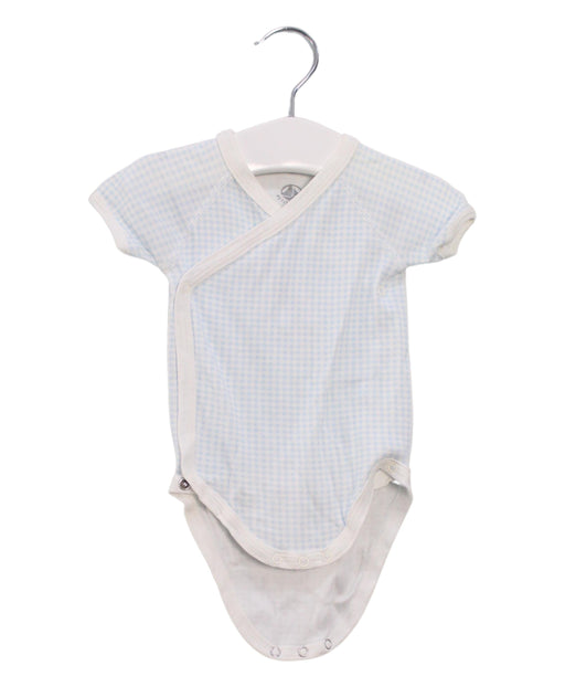 A Blue Short Sleeve Bodysuits from Petit Bateau in size 0-3M for boy. (Front View)