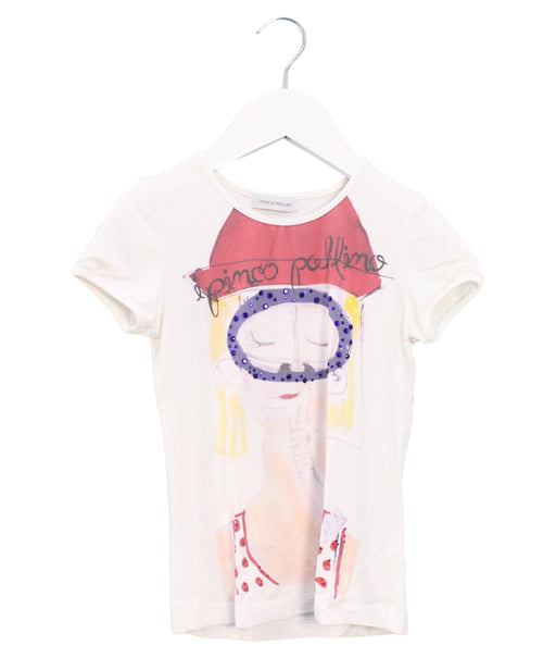 A White Short Sleeve T Shirts from I Pinco Pallino in size 6T for girl. (Front View)