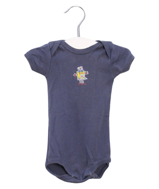 A Navy Short Sleeve Bodysuits from Petit Bateau in size 0-3M for boy. (Front View)