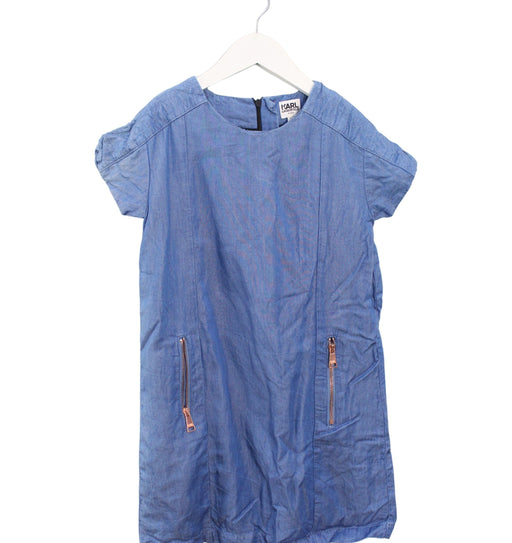 A Blue Short Sleeve Dresses from Karl Lagerfeld in size 10Y for girl. (Front View)