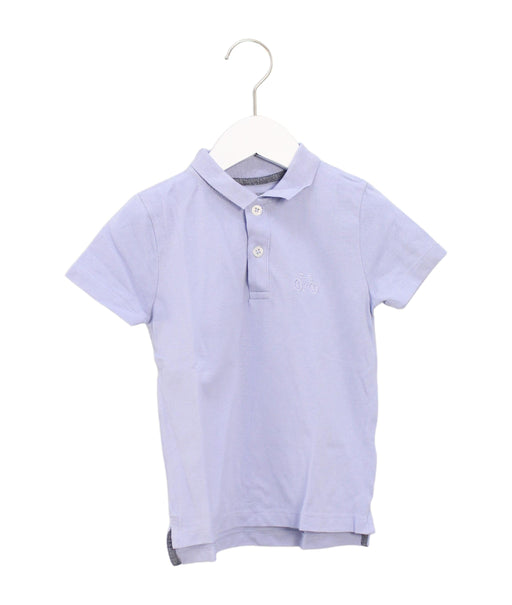 A Blue Short Sleeve Polos from Monoprix in size 4T for boy. (Front View)